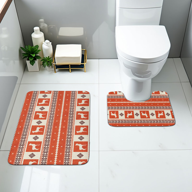 Ensemble de 2 tapis de salle de bain Ethniques