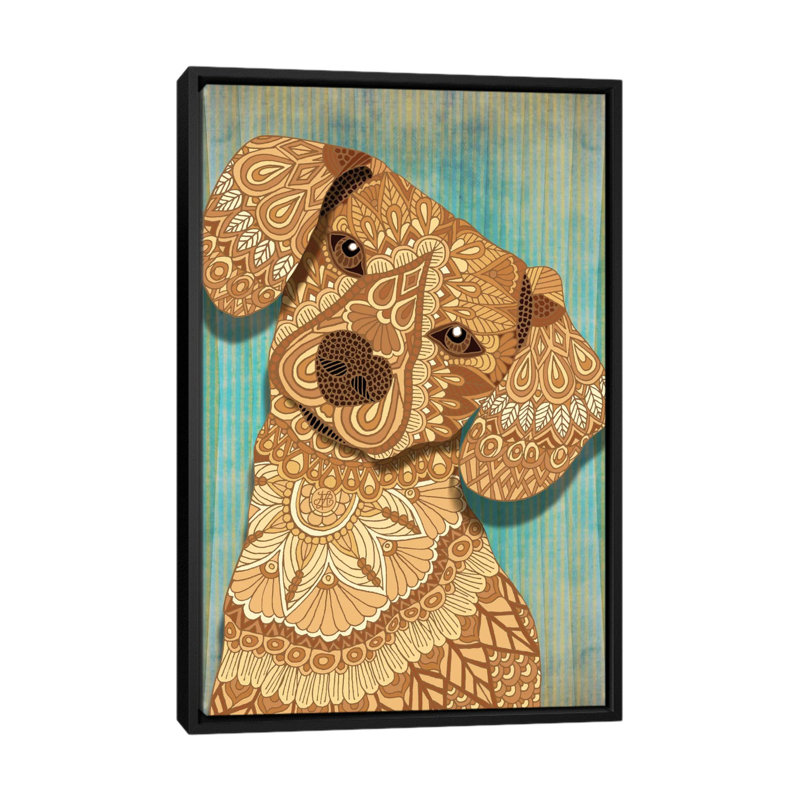 Schatzi brown, impression sur toile tendue, H 26 po x l 18 po x P 1,5 po, Toile avec cadre noir, Pas de tapis