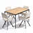 5-Pieces Dining Table Set for 4, Swivel Upholstered Chairs with Rectangular Table for Kitchen Dining Room Space Saving-1023551807-1023551806