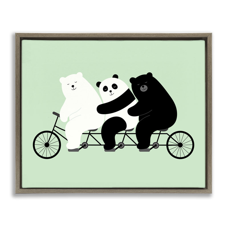 «Bear Bear Trio on Bicycle», art mural sur toile flottante, design par Andy Westface, H 25 po x l 31 po