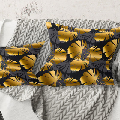 Coussin Golden Palm Leaves III - Mid-Century Modern
