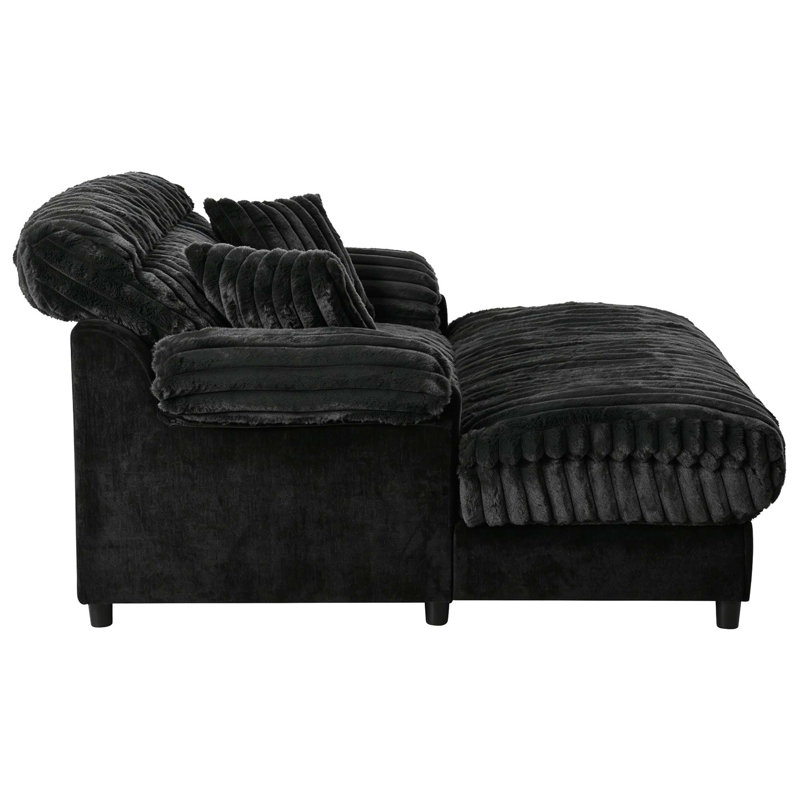 Canapé moderne avec méridienne Cloud, Tissu noir
