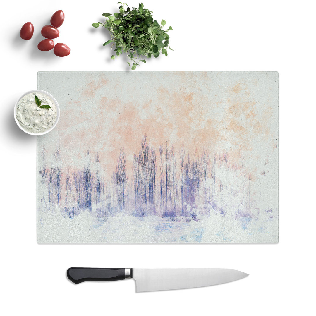 Tempered Glass a Winter Forest Watercolour Chopping Board