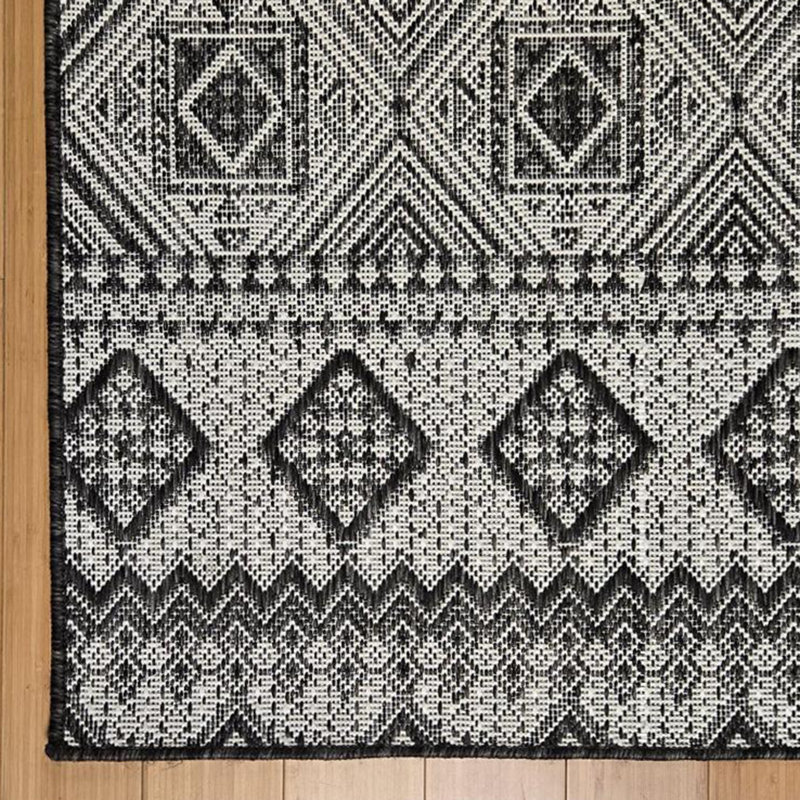 Tropea Darcy All-Weather Flatweave Indoor/Outdoor Area Rug, Black White Bohemian Moroccan – Patio, Deck, Porch & Poolside