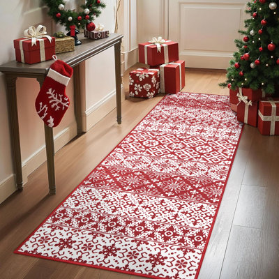 Howlond Christmas Decorative Washable Area Rug With Non-Slip Backing