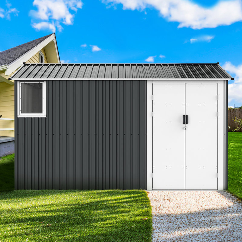 Remise en métal 8 x 12 pi avec bouches d'aération et intérieur renforcé - porte d'évent gris foncé