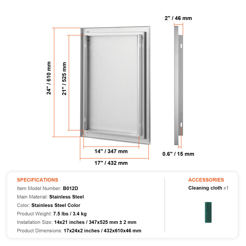 VEVOR 17" Stainless Steel Drop-In Access Doors