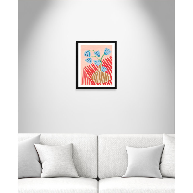 Impression de tulipes rayées par Violets Print House, L 16 po x H 19 po, Impression encadrée, Grain de bois noir
