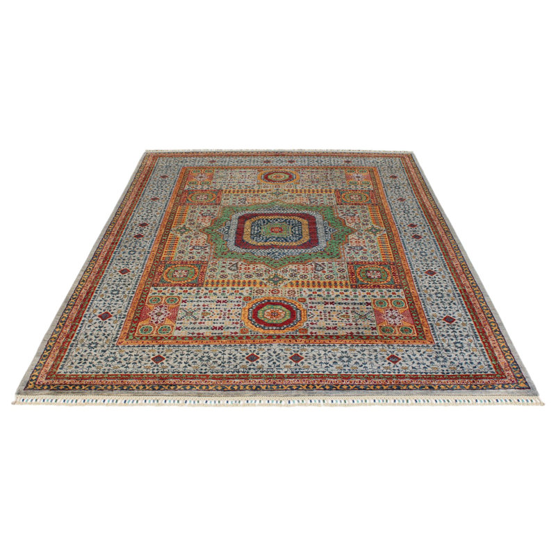Tapis tribal turc 6 x 8 multicolore et gris