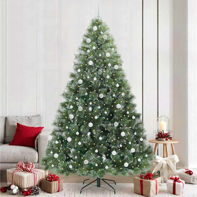  Artificial Christmas Tree with 300 LEDs Green PE and PVC, 7.87' H, White