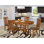 L'ensemble de table de cuisine 5 pièces pour 4 personnes comprend une table de salle à manger ovale avec rallonge papillon et 4 chaises rembourrées en tissu brun selle