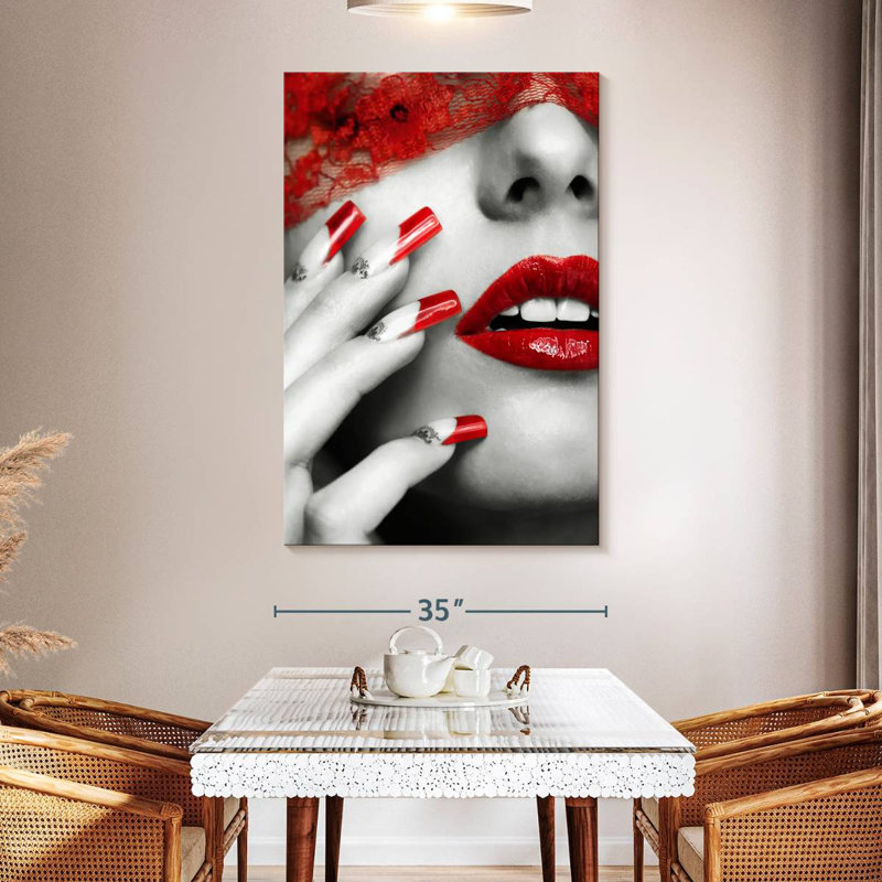 Shuttleworth Red Lips And Nails Pop, 51" H x 34" W