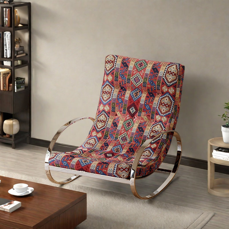 Chaise berçante confortable en coton et lin