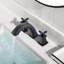 Robinet de salle de bain à deux arches à large arche avec ensemble de drain, noir mat-70930055