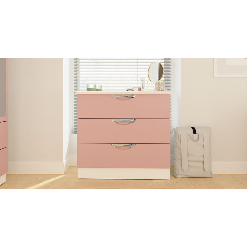 Fully Assembled Leodis 4 - Drawer Chest of Drawers, Kobe Pink/White