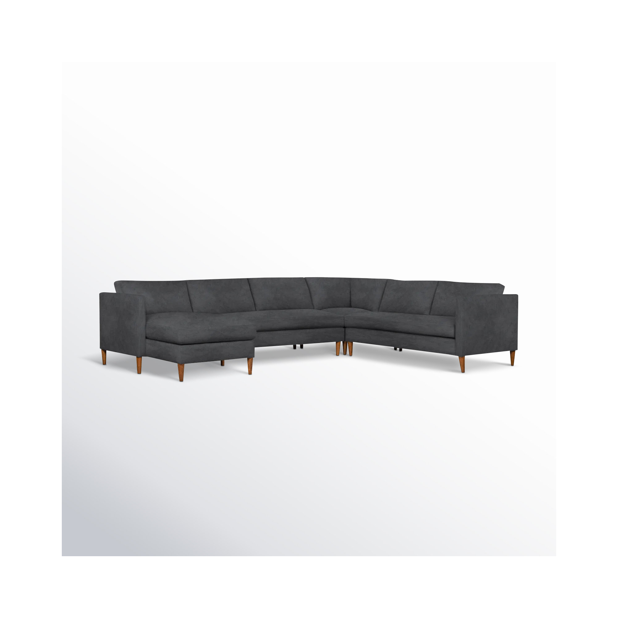 Clifford 4-Piece Upholstered Custom Sectional, Left Hand Facing, Bella Cornflower Performance Velvet