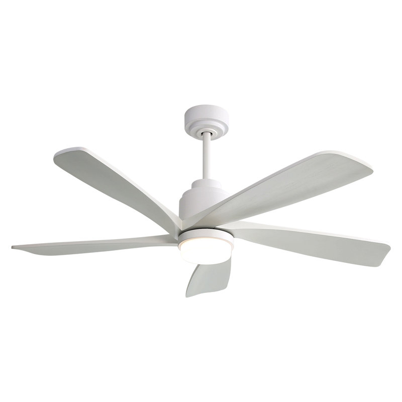52 Inch Indoor Ceiling Fan With Dimmable Led Light 5 Solid Wood Blades Remote Control Reversible Dc Motor With Smart App Control