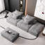 Canapé modulaire capitonné en chenille avec 2 repose-pieds et coussins Lora-691215774