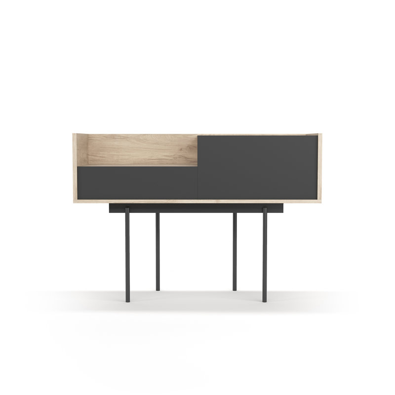 Amesfield 98cm Console Table, Graphite, Light Oak/Graphite, 84cm x 122cm x 41cm