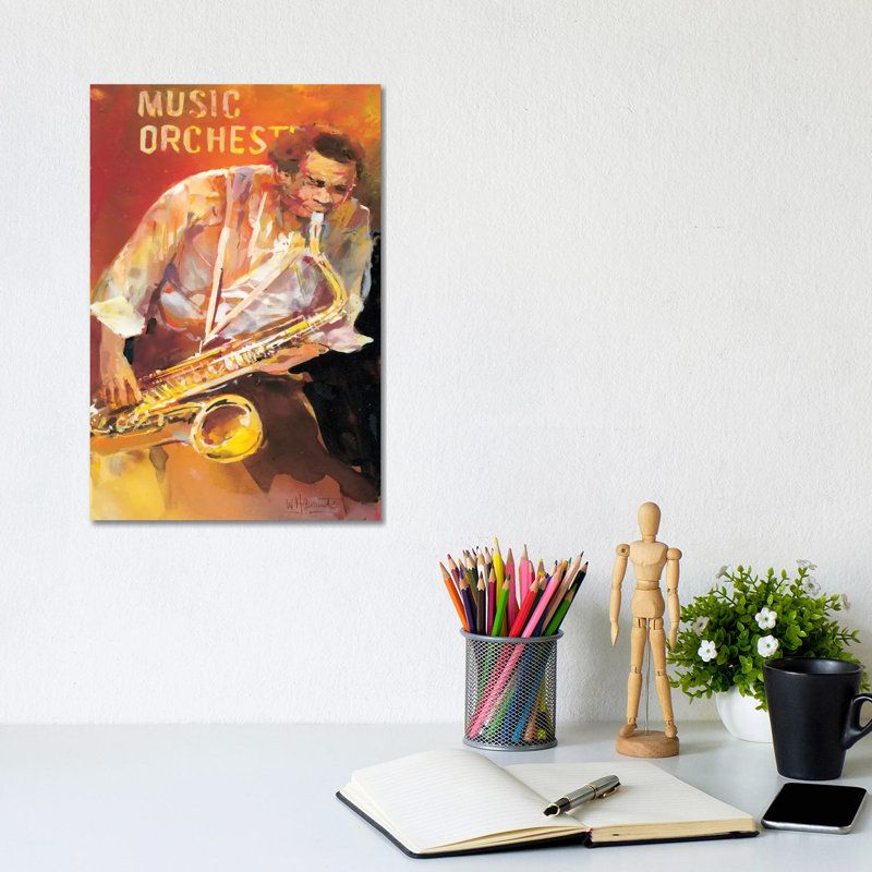 Jazzman II by Willem Haenraets - Wrapped Canvas Painting, 20.32 cm H x 30.48 cm W