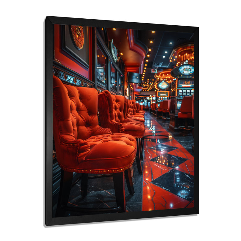 Rouge, noir, vibrant, vice Casinos I - Casinos, H 20 po x l 12 po x P 1 po, Toile encadrée noire simple