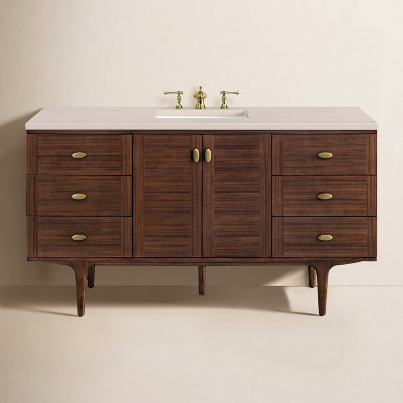 Amberly 60" Single Bathroom Vanity Set, Carrara White, 8" Widespread