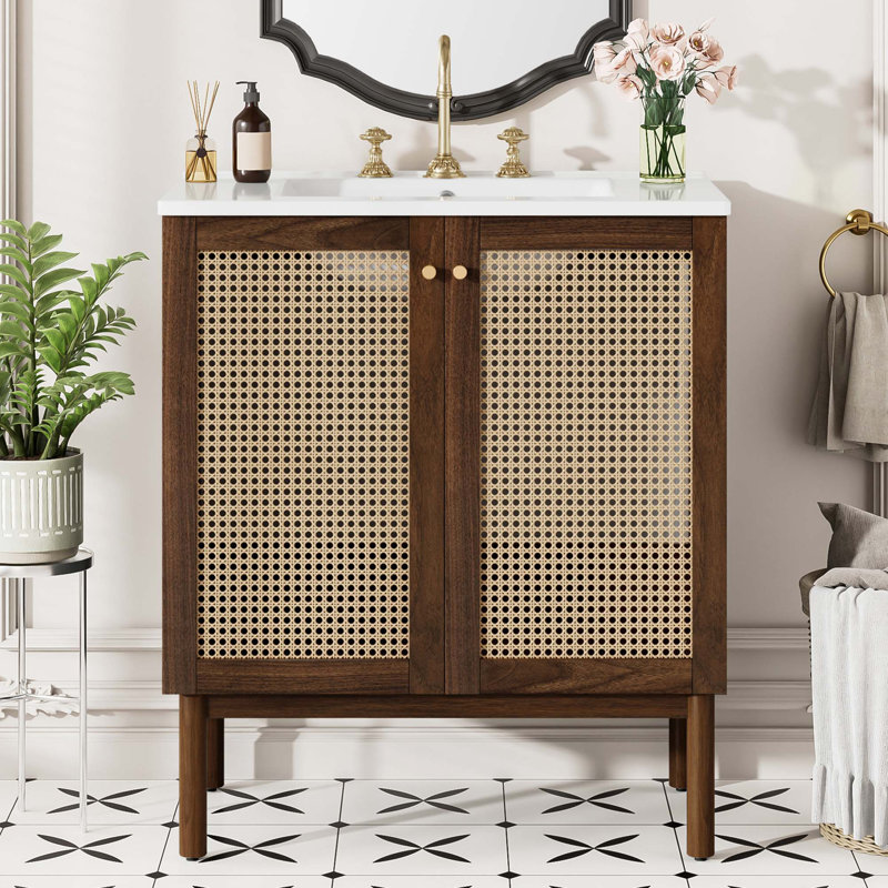 Meuble-lavabo en bambou Artisanal