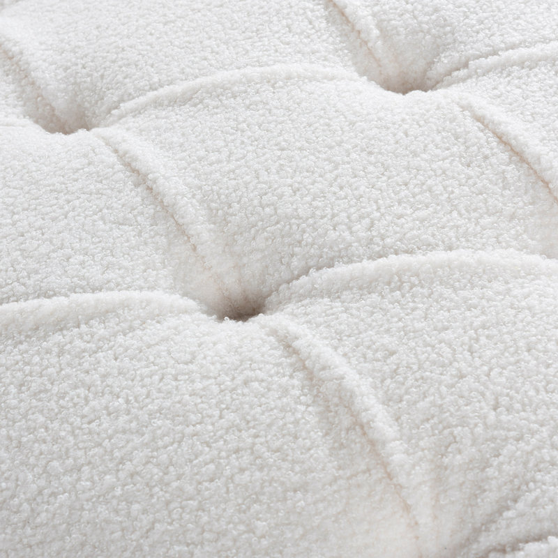 Chaise longue sans accoudoirs touffetée, Tissu blanc