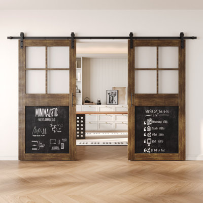 Portes de grange non assemblées et finies avec tableau noir de 48 po x 84 po Homquer