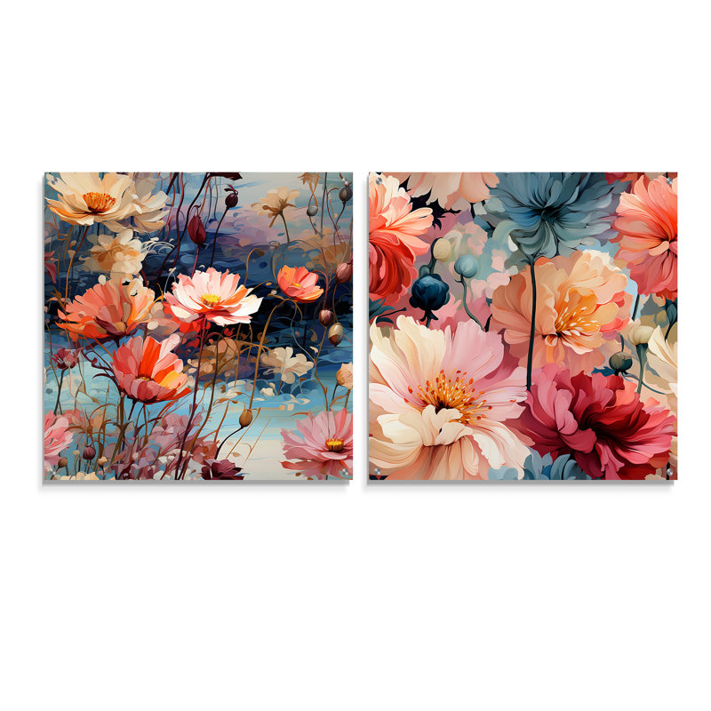Lisieux - Ensemble de 2 art mural en verre acrylique, H 36 po x l 73 po