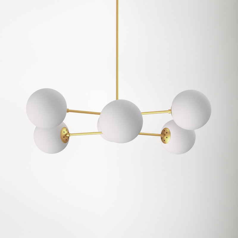 Glint 6 - Light Dimmable Sphere Chandelier, Satin Brass