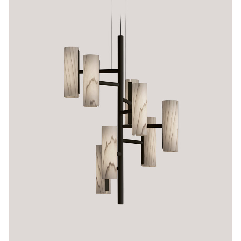 Note 8 - Light LED Chandelier, Ivory White, Matte Black