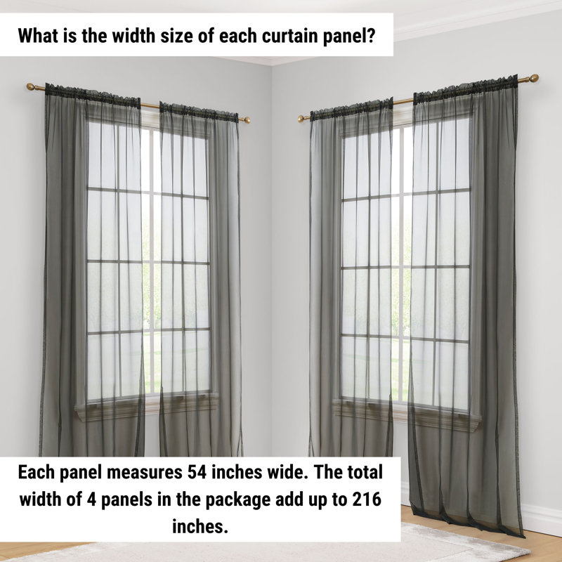 Dipankar Sheer Curtain, Charcoal Gray, 54" W x 84" L