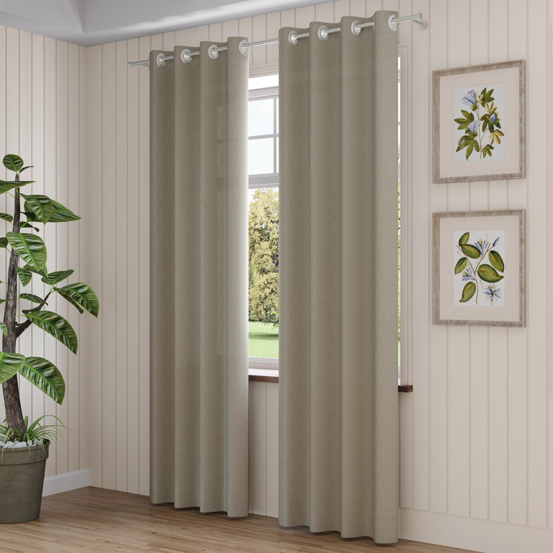 Kerbi Sunbrella Indoor/Outdoor Single Curtain Panel, Spectrum Mushroom, 52" W x 96" H