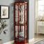Vitrine de coin éclairée à 6 tablettes avec tablettes réglables en verre trempé et miroir (ampoule E26 non incluse)-1744614152