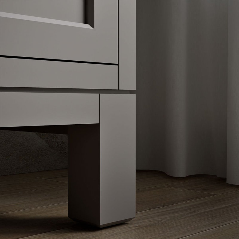 Meuble-lavabo mural simple avec plateau en bois massif Quo, Mohair gris, 61"