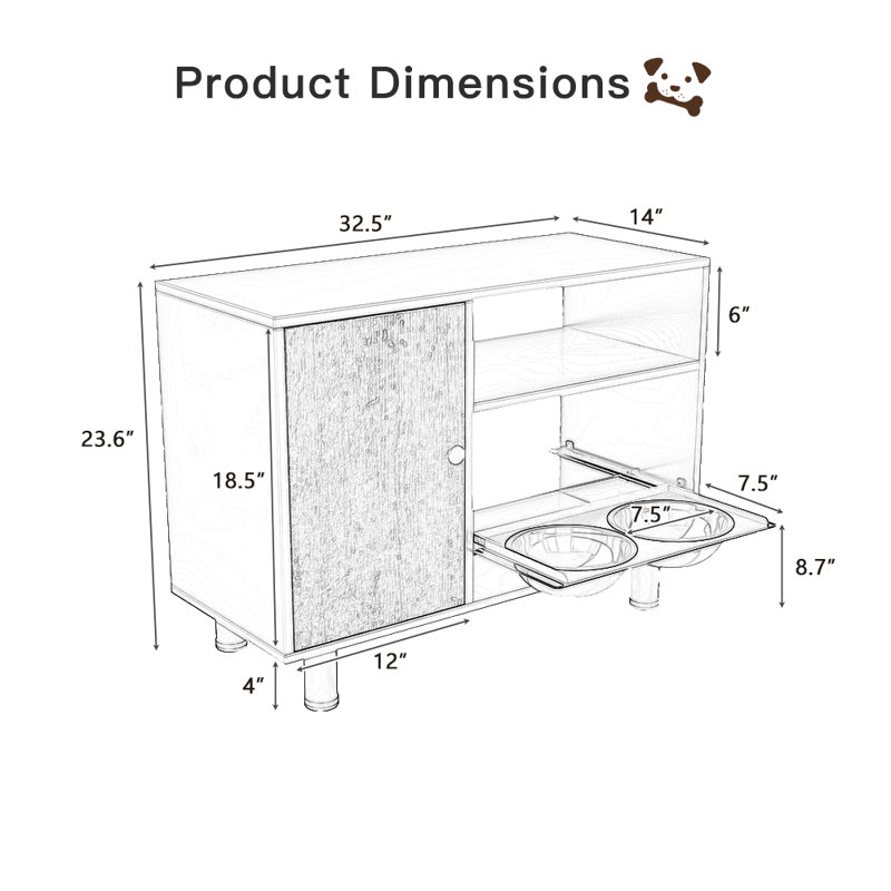 Station d'alimentation, armoire de rangement pour chien