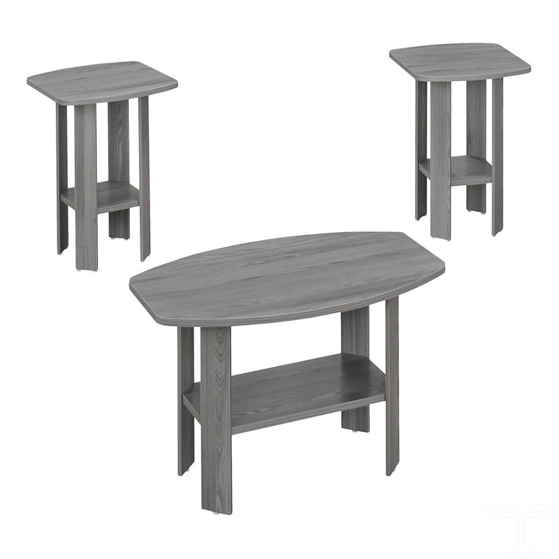 Ensemble de table, ensemble 3 pièces, café, bout, côté, accent, stratifié, transitionnel, Gris