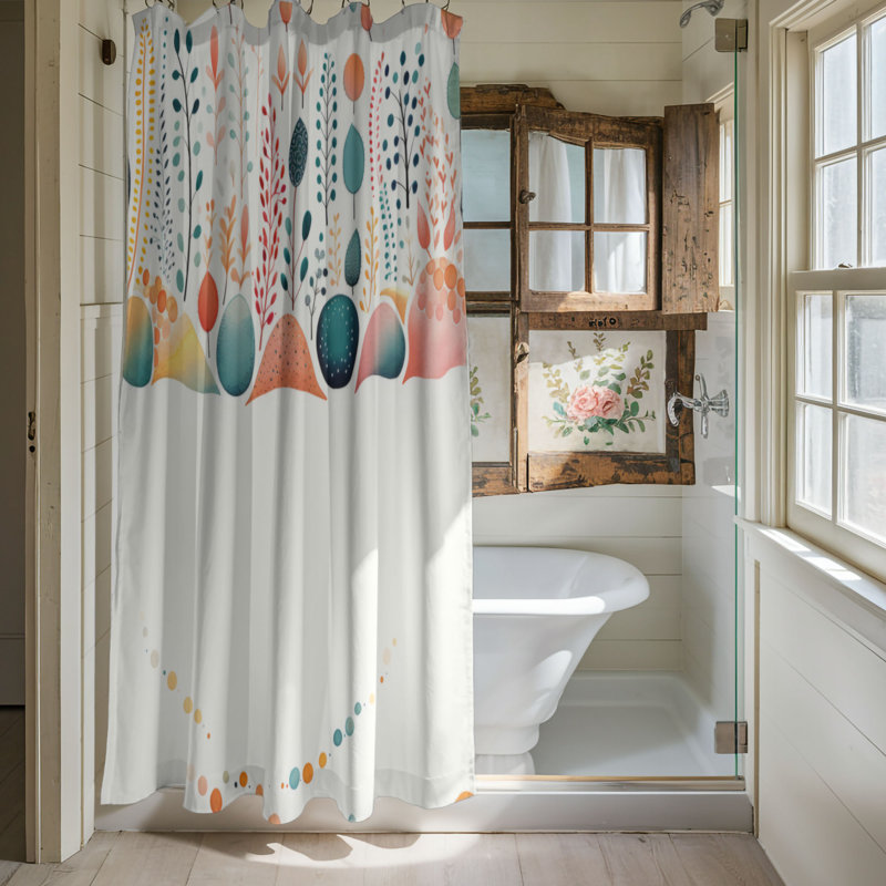 Subtle Floral Designs - Rideau de douche Premium, H 74 po x l 71 po