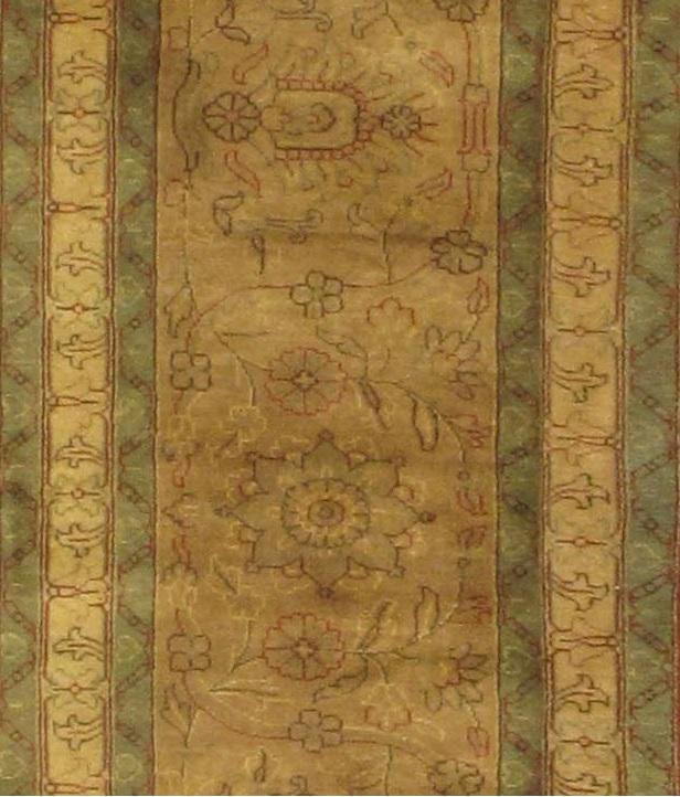 Tapis brun/vert laine noué la à la main fine tabriz