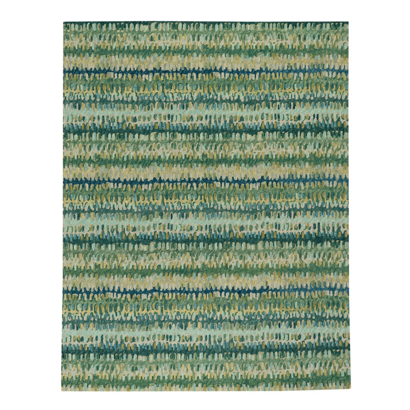 Tapis en laine crocheté à la main Paint Chip Moss, Rectangle 2 pi x 3 pi