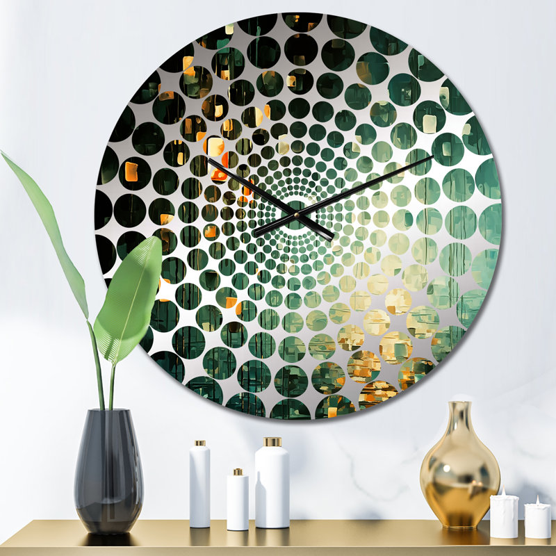 Horloge murale Ambitions Of Dreams Retro Gold and Teal III, Médium