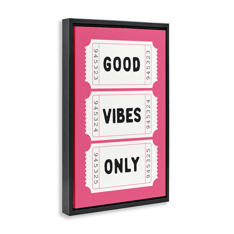 Cadre flottant Good Vibes Only, design avec lettres et doublure, H 31 po x l 21 po, Cadre flottant noir de jais