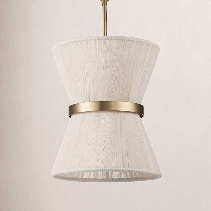 Claretta 2-Light Metal Single Pendant with Cotton Shade, Bleached Natural Rope