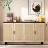 Elegant And Functional 4-door Rattan Sideboard