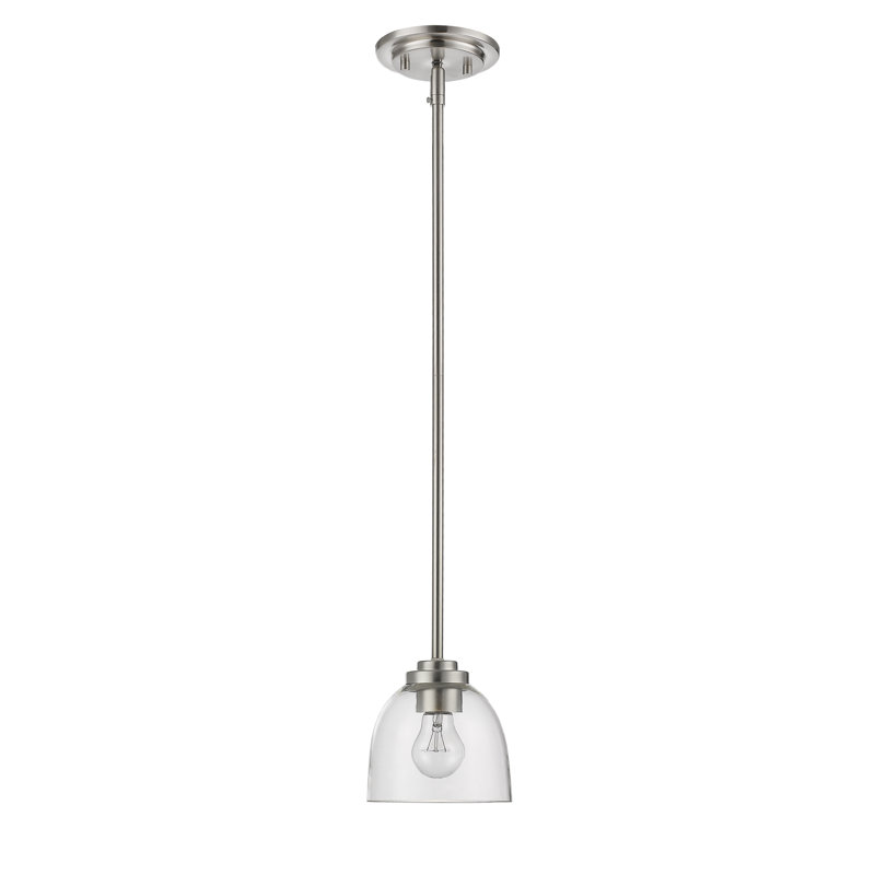 Luminaire suspendu en forme de dôme à 1 lumière Cardiff, Nickel brossé