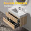 Meuble-lavabo 36 po avec lavabo à quartz d'ingénierie et tiroirs souples, meuble-lavabo mural flottant pour salle de bain moderne, sans drain ni robinet, KD