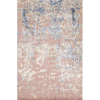 Tapis ivoire / corail / bleu noué à la main