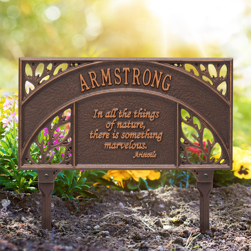 Aristotle Personalized Garden Sign, Antique Copper, Yes