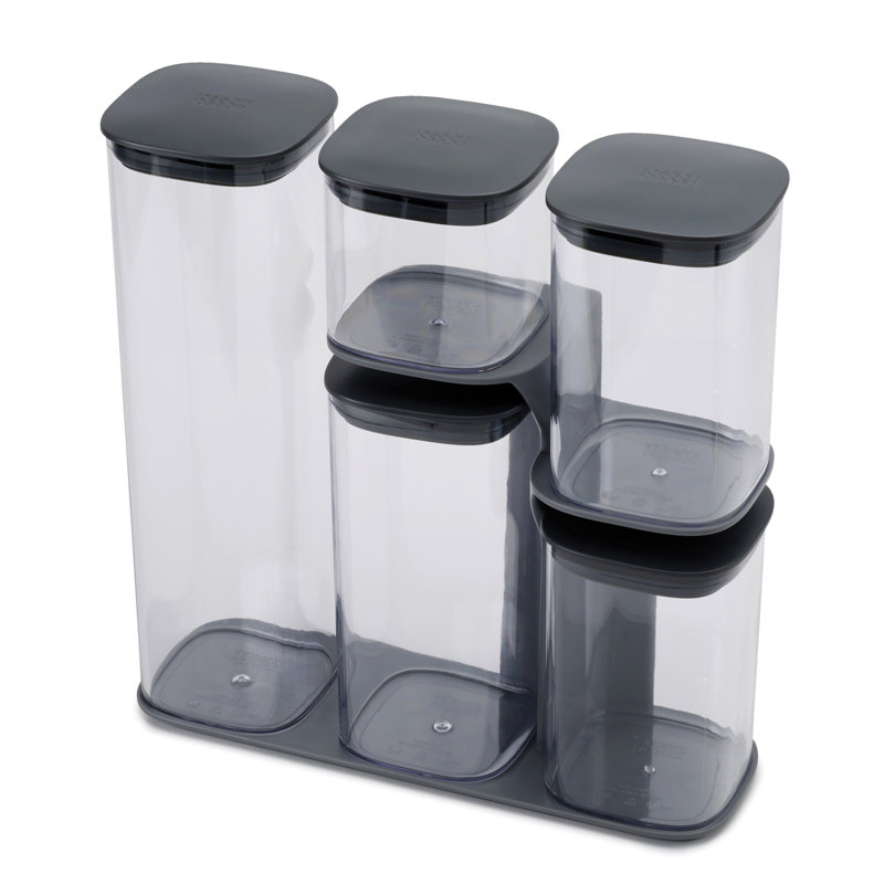 Gray 5-Piece BPA-Free Plastic Food Storage Container Set